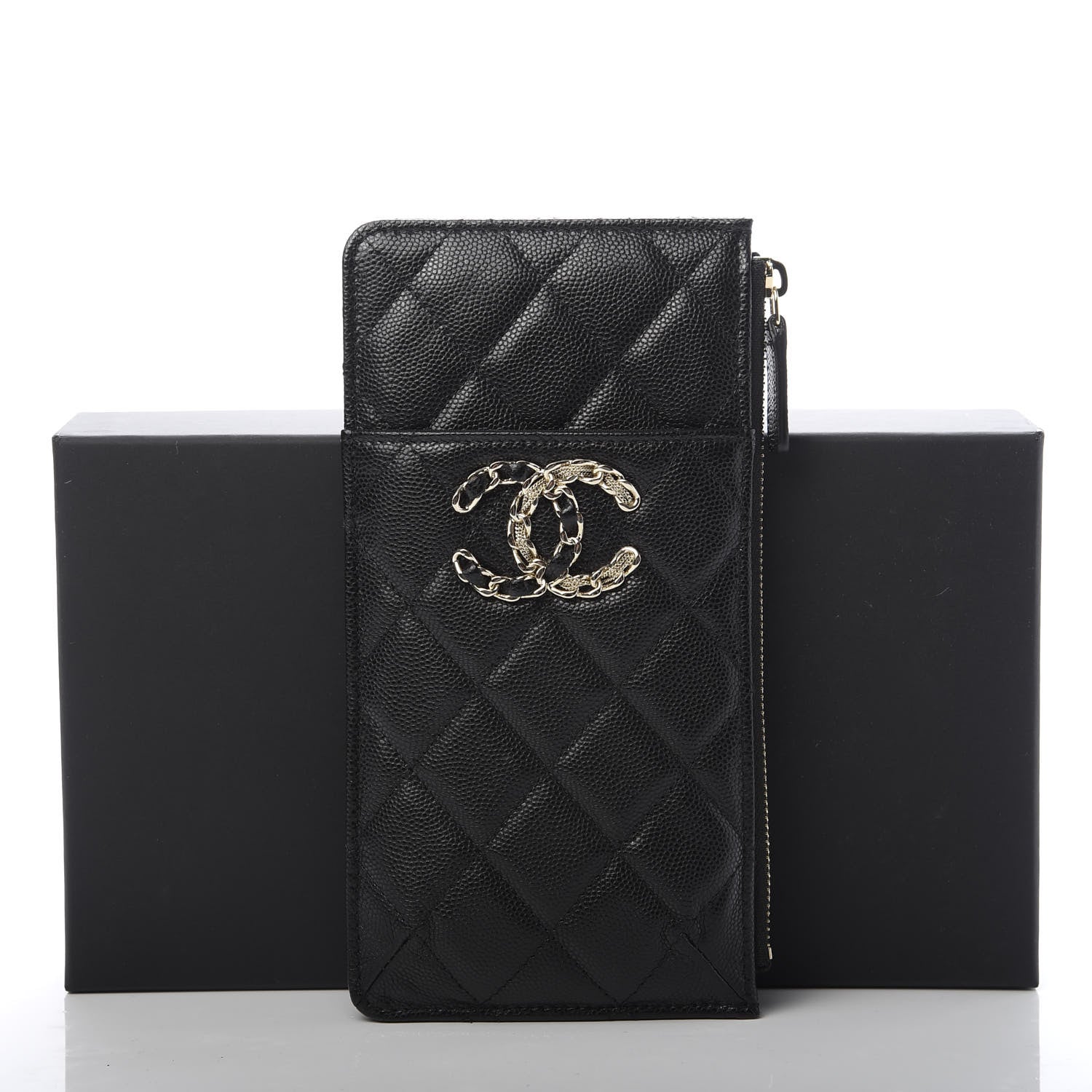 Chanel Caviar Quilted French New Wave Flat Wallet Pouch Black 8 of 8