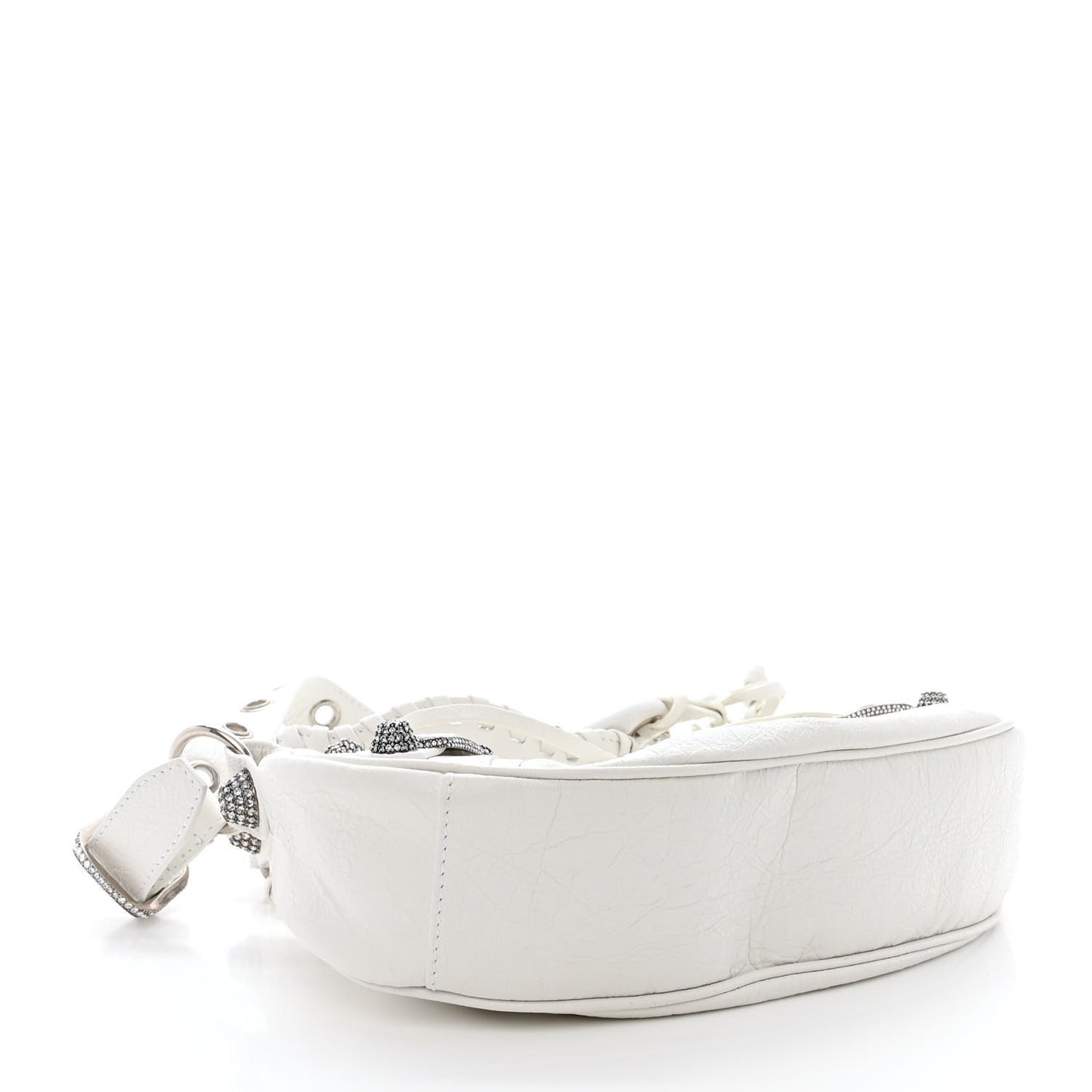 Agneau Arena Crystal Le Cagole Shoulder Bag XS Optic White