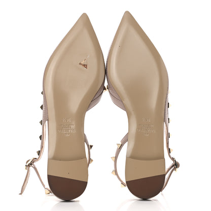 Valentino Garavani Pebbled Calfskin Rockstud Slingback Flats 36.5 Poudre 5 of 12