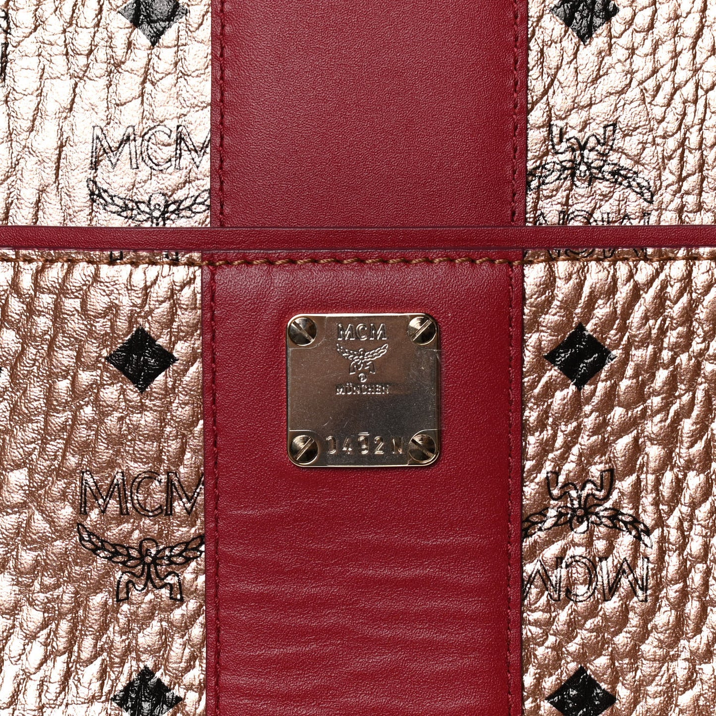 Metallic Visetos Medium Anya Shopper Tote Champagne Gold Red
