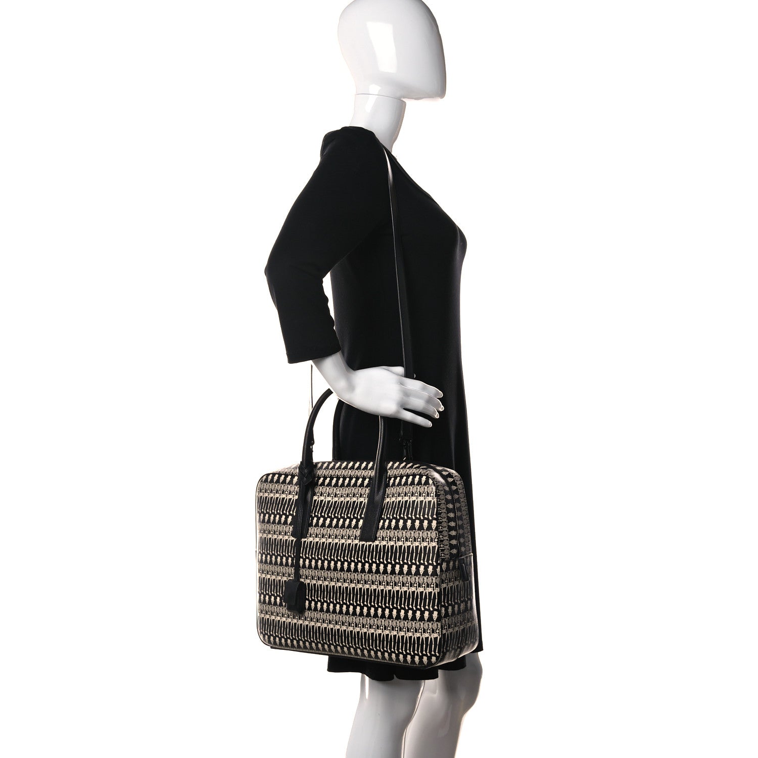 Saint Laurent Grain de Poudre Skeleton Print Medium Museo Briefcase Black 2 of 10
