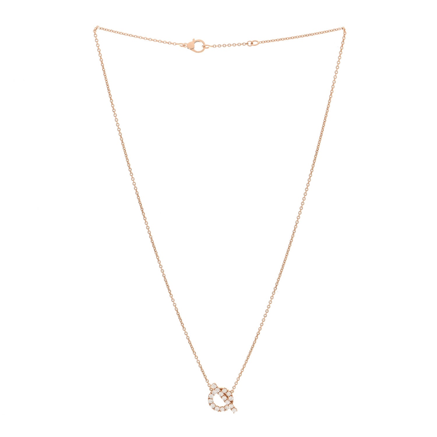 Hermes 18K Rose Gold Diamond Finesse Pendant Necklace 3 of 6