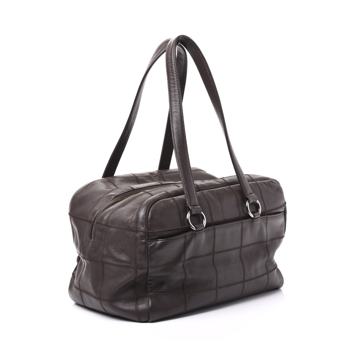 Caviar Square Stitched Bowler Dark Brown