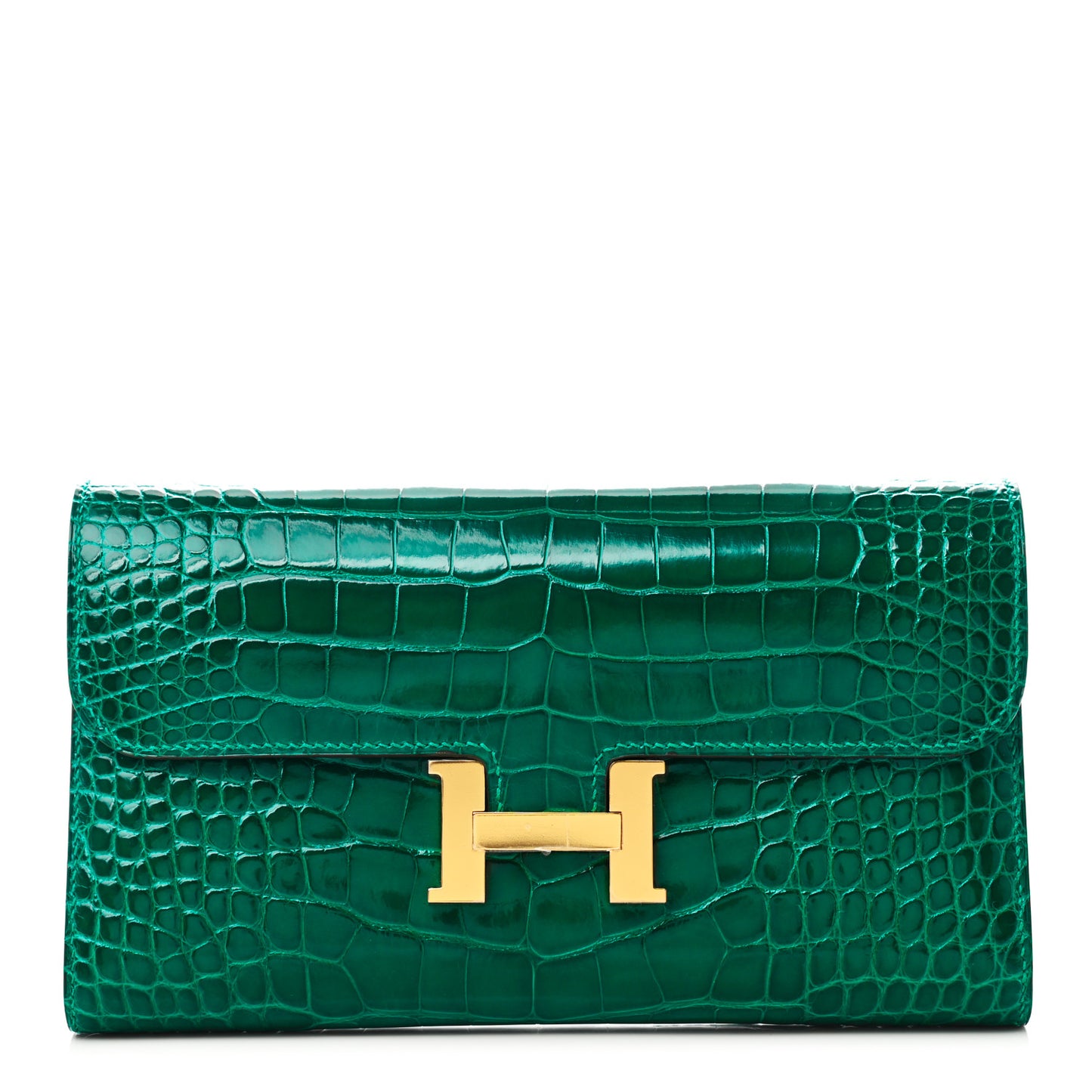 Shiny Alligator Constance Long Wallet Vert Emeraude