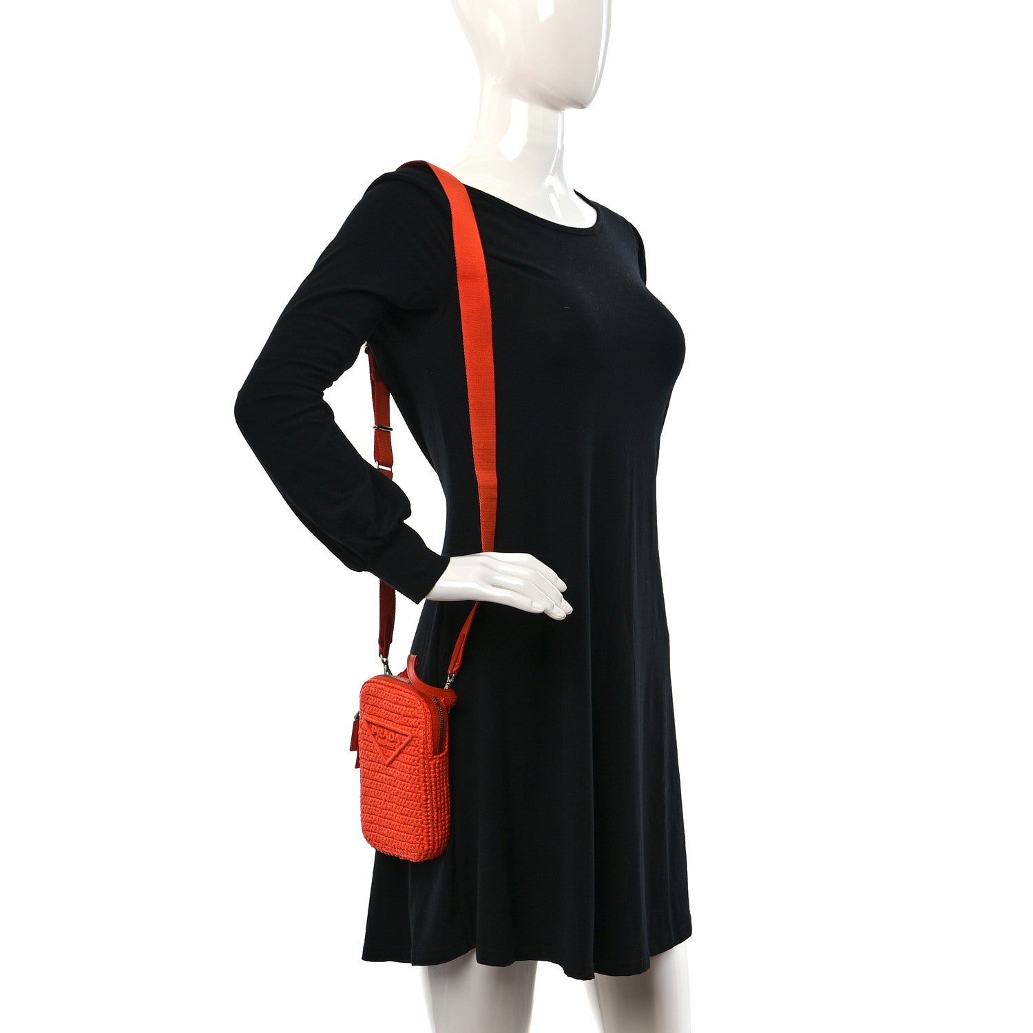 Prada Yarn Raffia Effect Crochet Mini Crossbody Bag Arancio 2 of 10