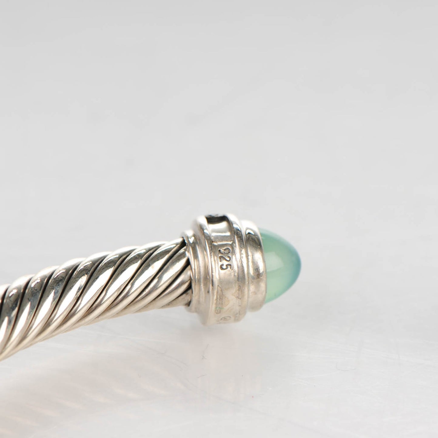 Sterling Silver Diamond Aqua Chalcedony 5mm Cable Classics Bracelet