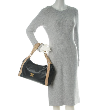 Chanel Lambskin Small Olsen Shoulder Bag Black Beige 2 of 7