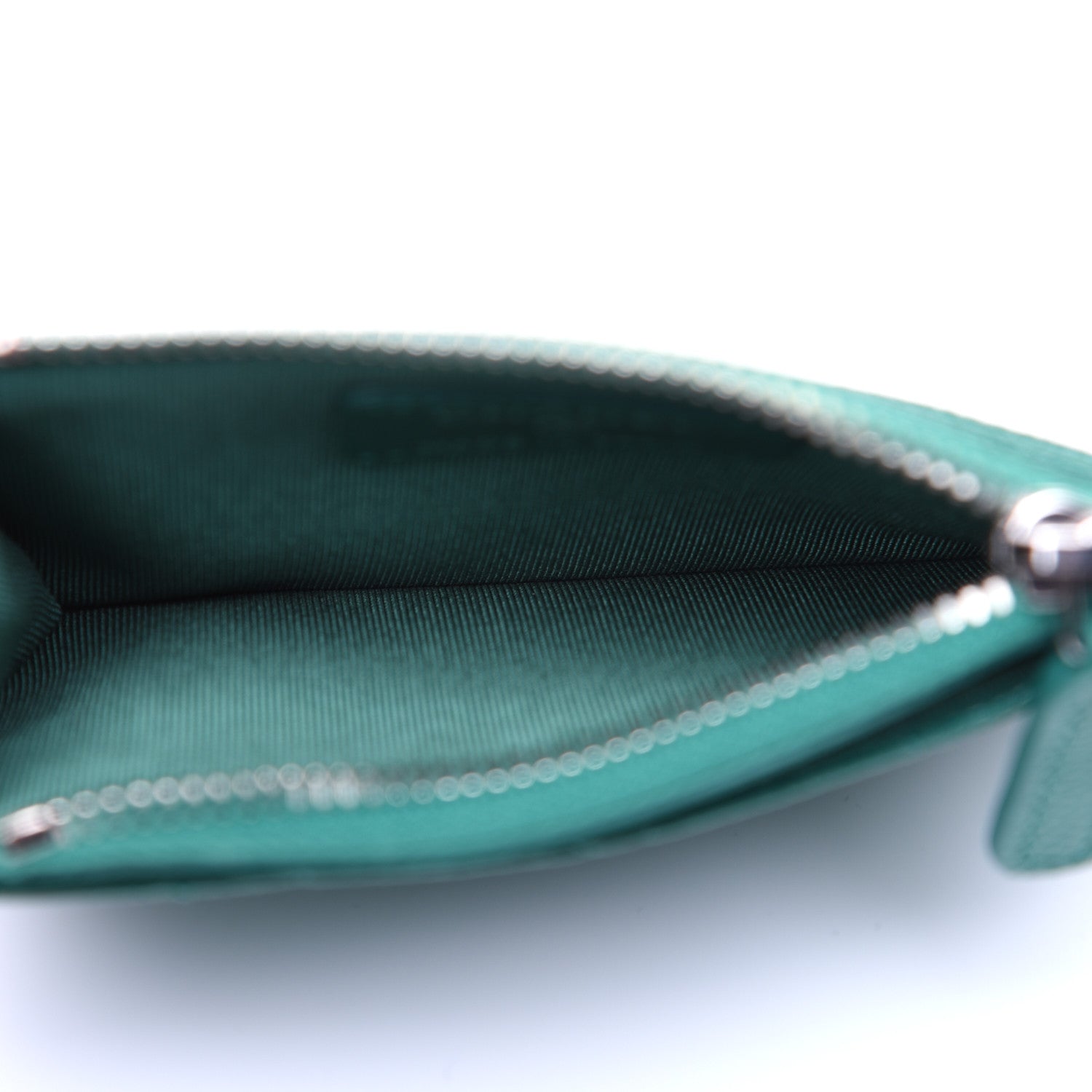 Chanel Caviar Quilted CC Zip Card Holder Green 5 of 10