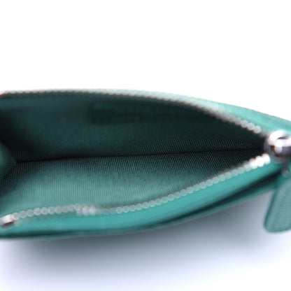 Chanel Caviar Quilted CC Zip Card Holder Green 5 of 10