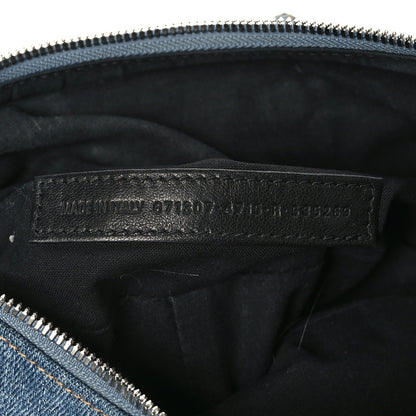 Balenciaga Washed Frayed Denim Crystal Small Le Cagole Shoulder Bag Blue 6 of 9