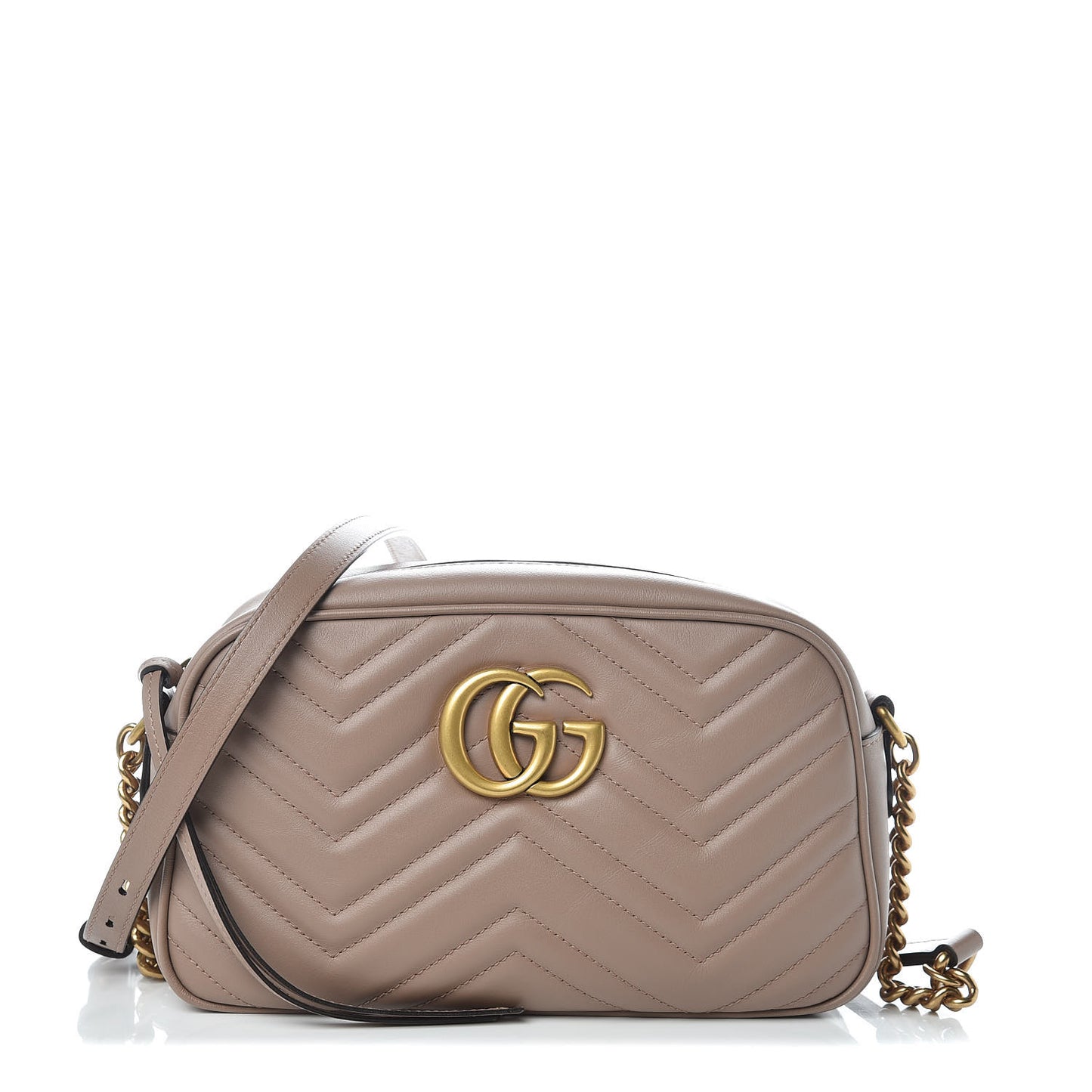Calfskin Matelasse Small GG Marmont Chain Shoulder Bag Taupe