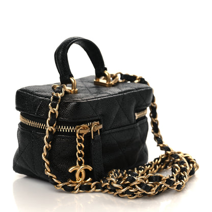 Chanel Caviar Quilted Mini Top Handle Vanity With Chain Black 3 of 9