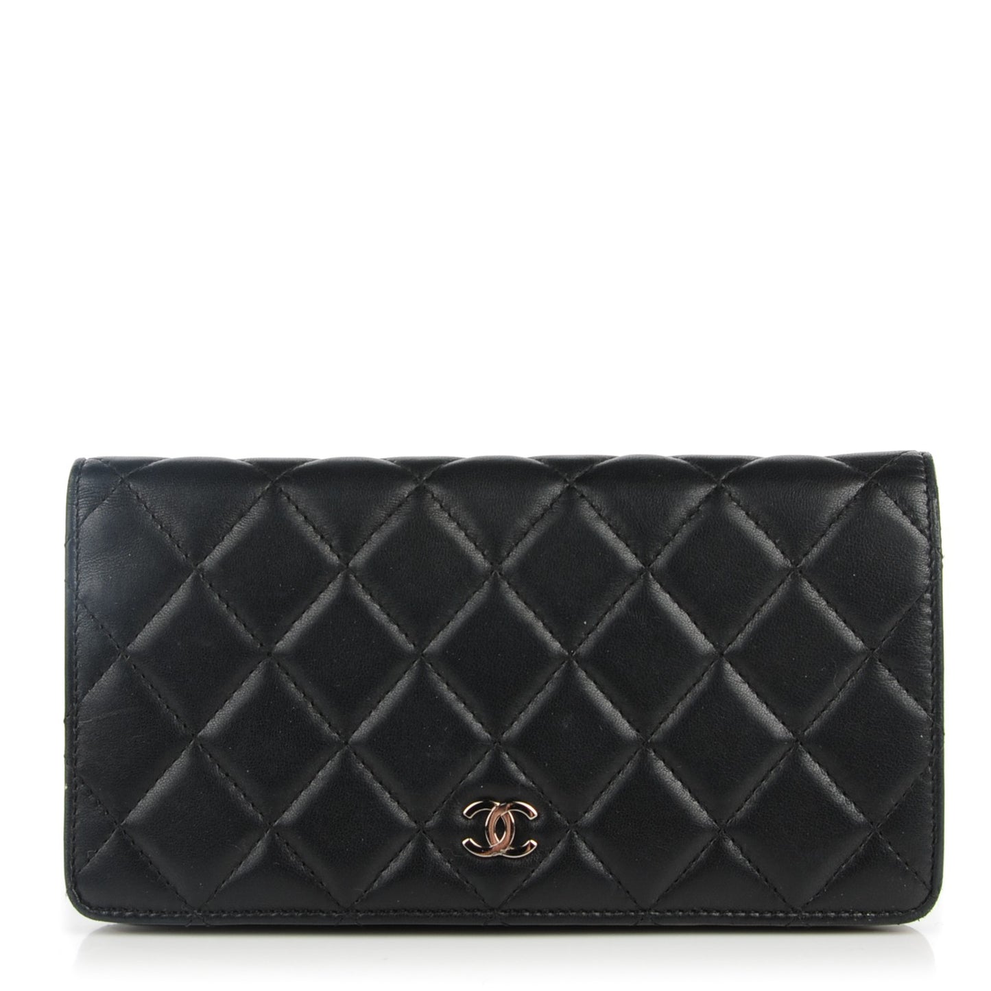 Lambskin Quilted Yen Wallet Black