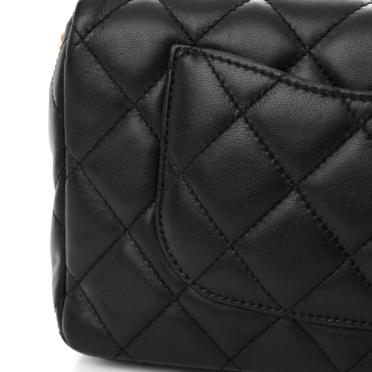 Chanel Lambskin Quilted Small Wenge Wood Flap Black Black 11 of 11
