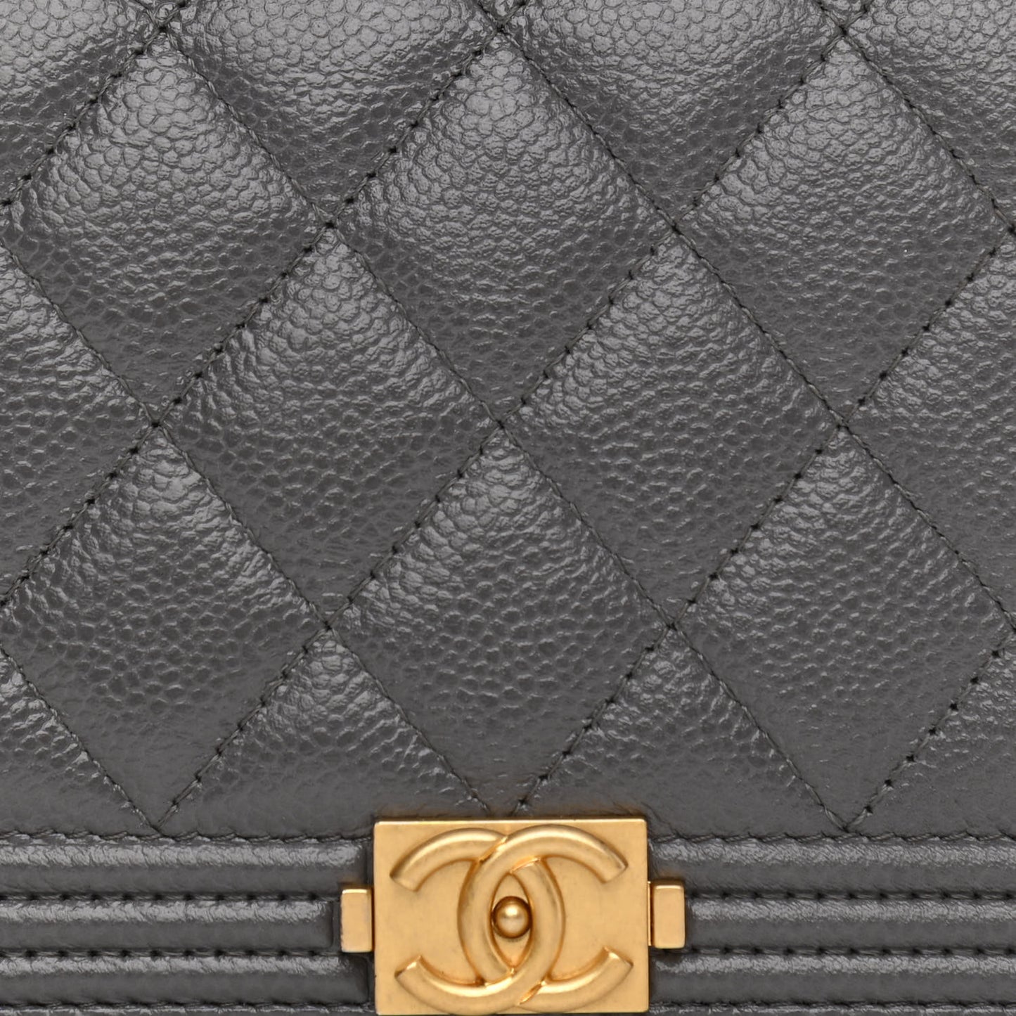 Caviar Quilted Mini Boy Wallet On Chain WOC Dark Gray