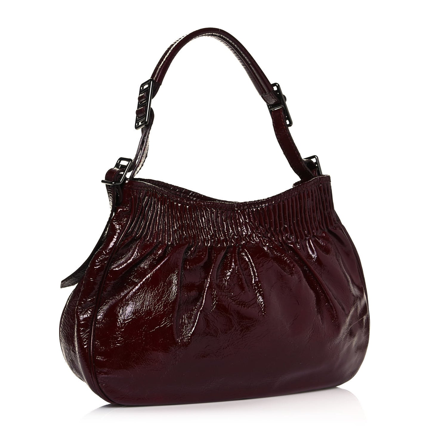 Patent Quilted Hobo Burgundy