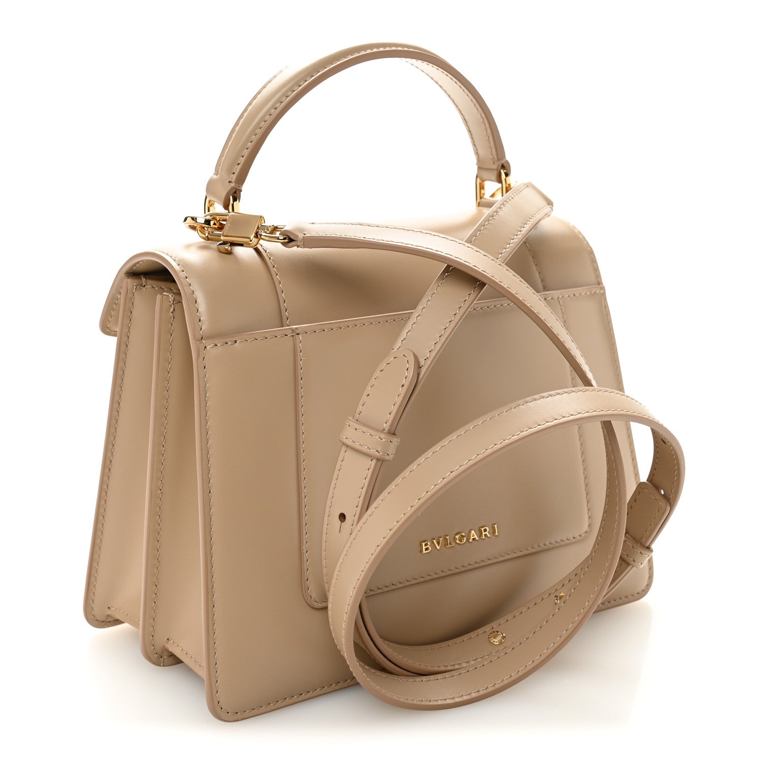 Bulgari Calfskin Serpenti Forever Medium Top Handle Beige 1794918