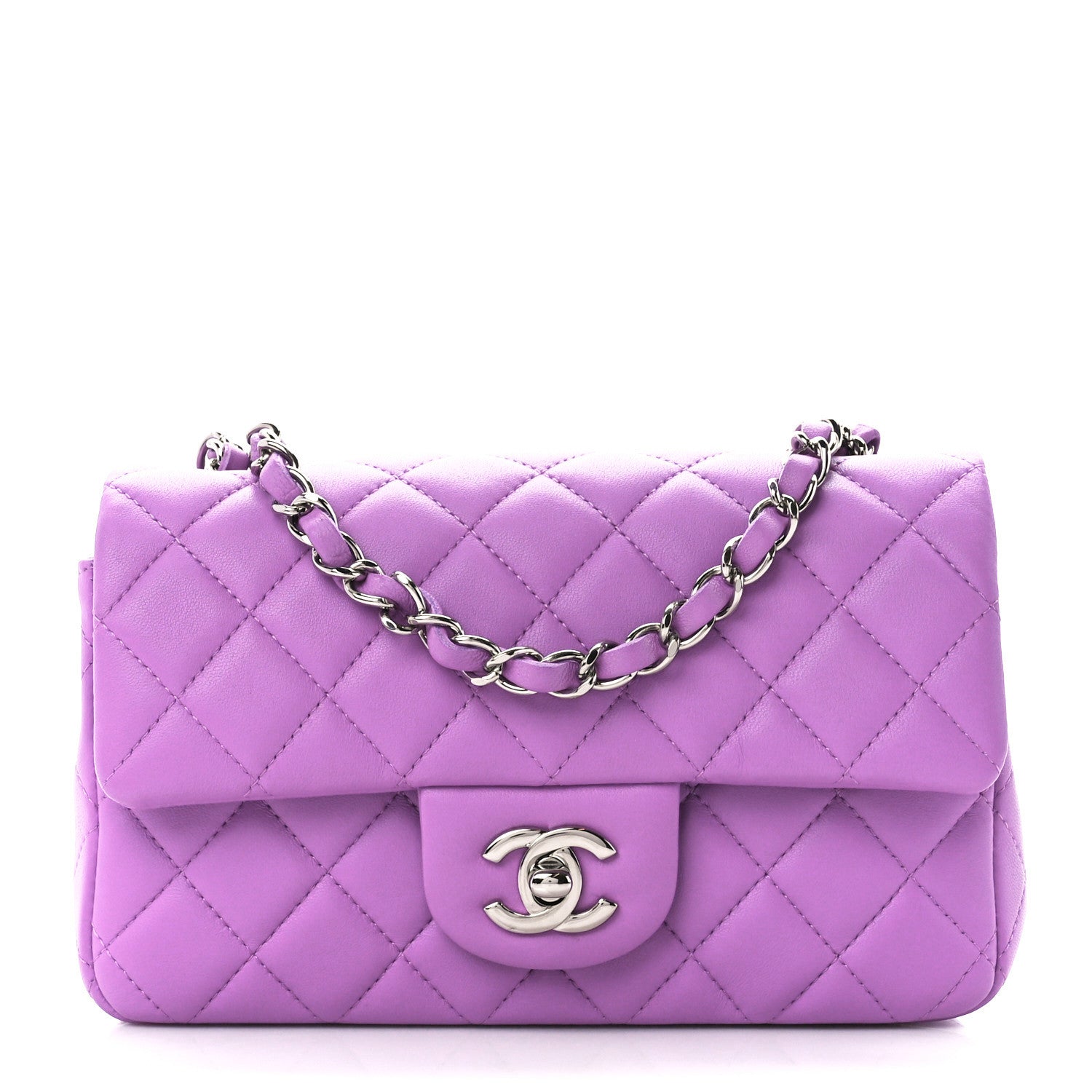 Chanel Lambskin Quilted Mini Rectangular Flap Purple 1 of 11