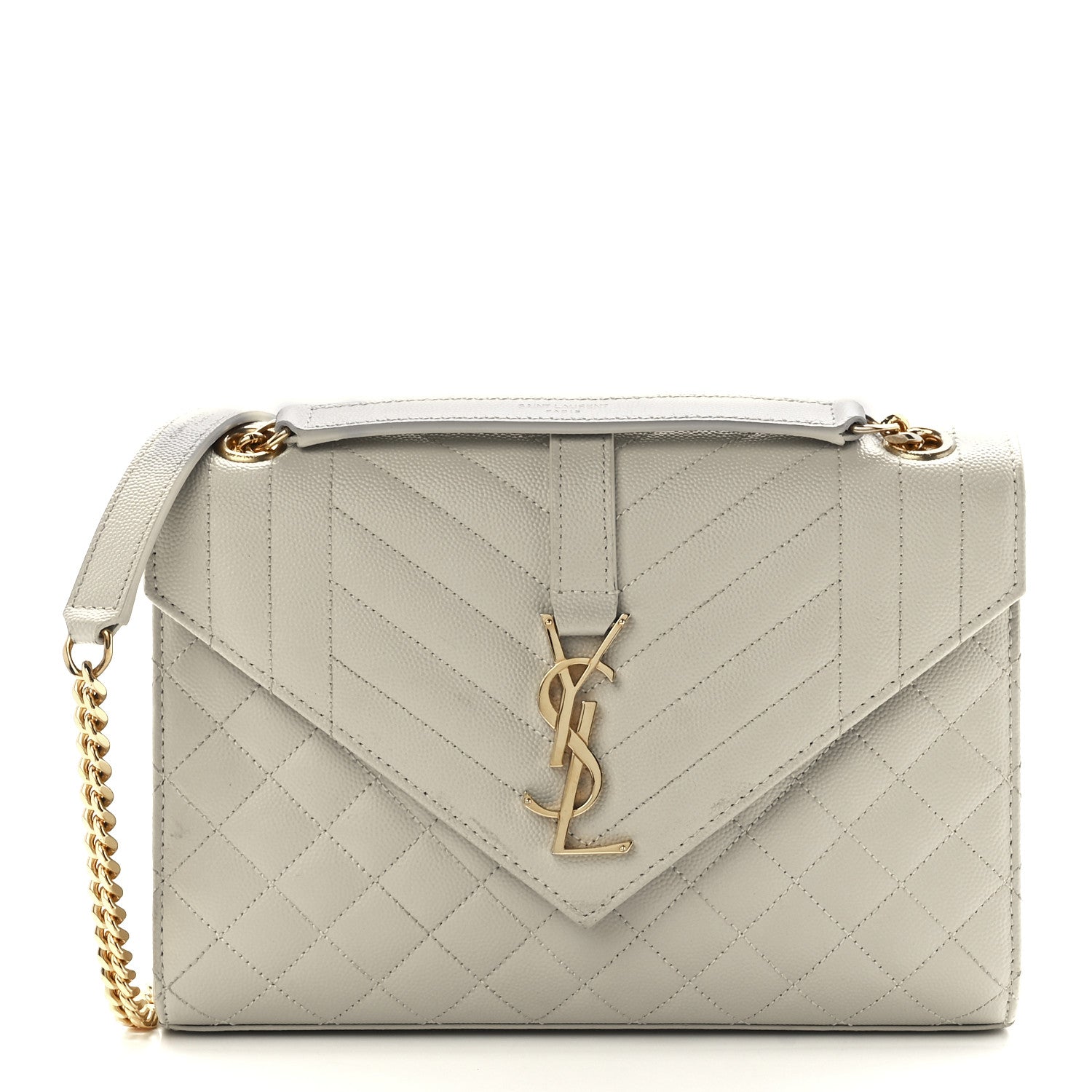 Saint Laurent Grain De Poudre Textured Mixed Matelasse Medium Triquilt Monogram Satchel Crema Soft 1 of 14