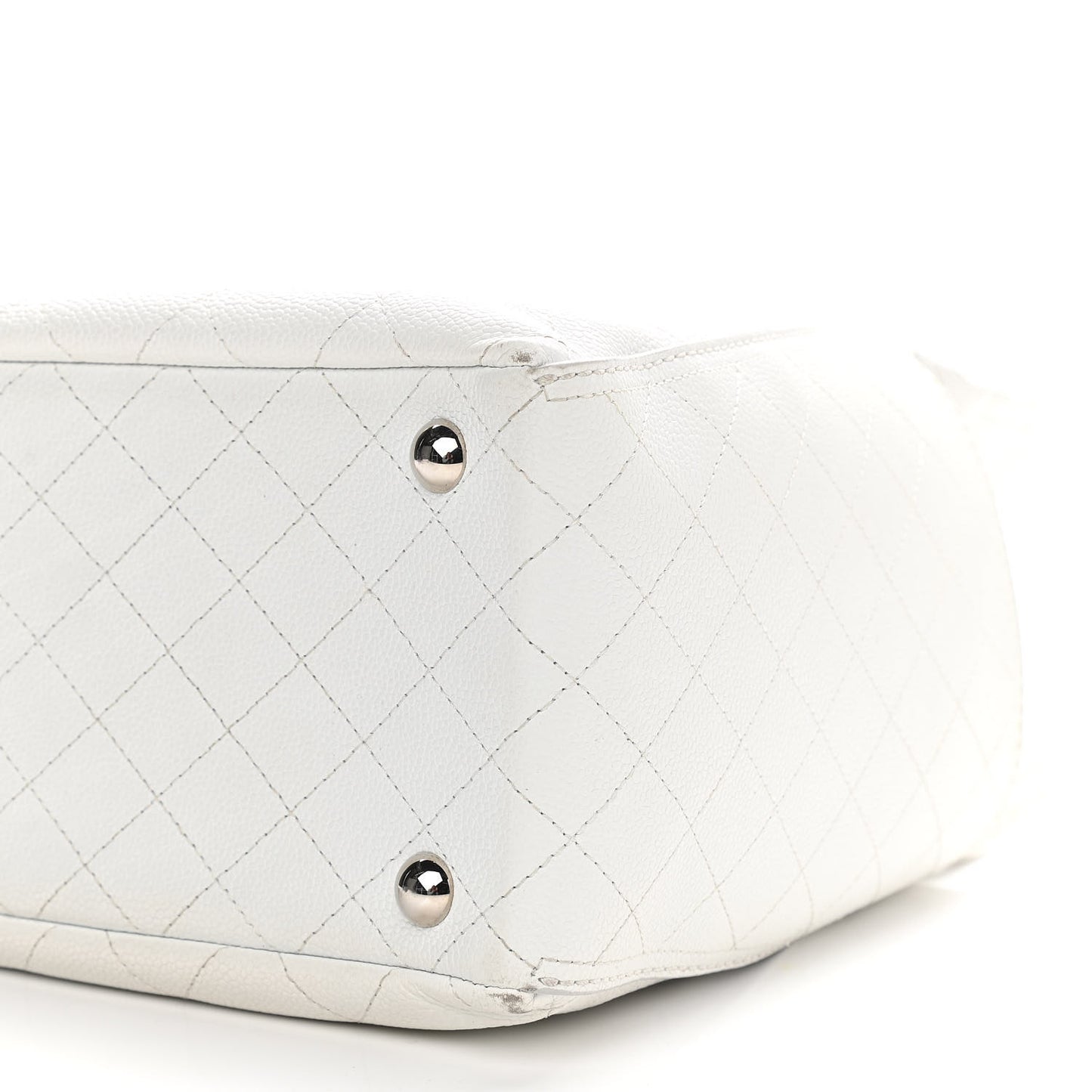 Grained Calfskin CC Pocket Tote White