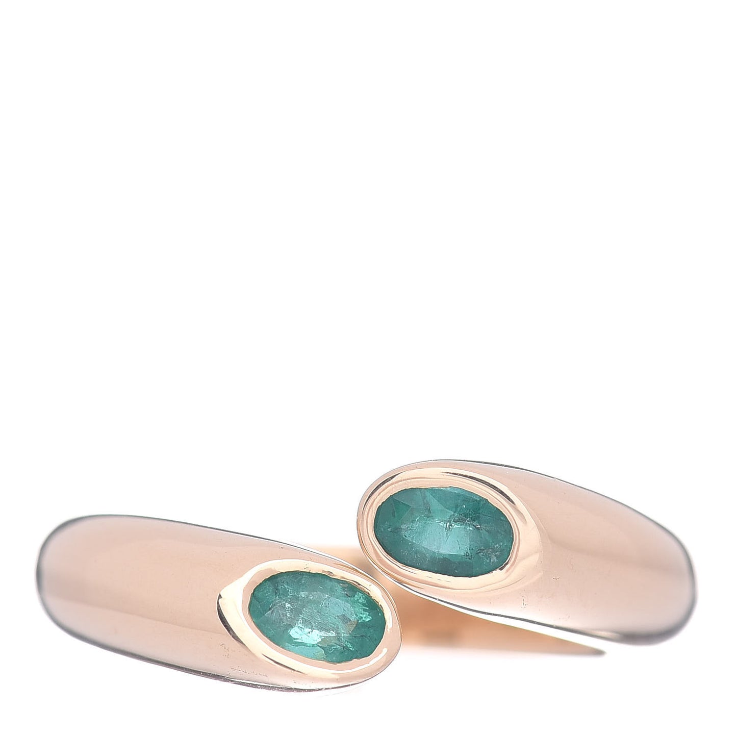 18K Yellow Gold Emerald Ellipse Deux Tetes Croisees Bypass Ring 52 6