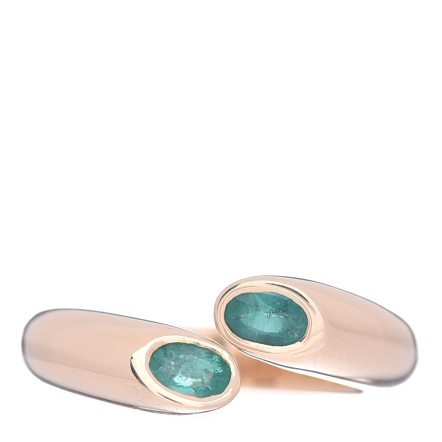 Cartier 18K Yellow Gold Emerald Ellipse Deux Tetes Croisees Bypass Ring 52 6 1 of 5