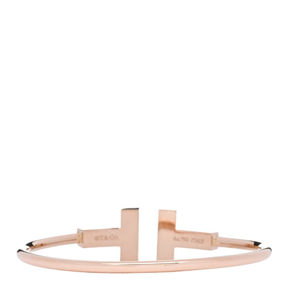 Tiffany 18K Rose Gold T Wide Wire Bracelet 2 of 4