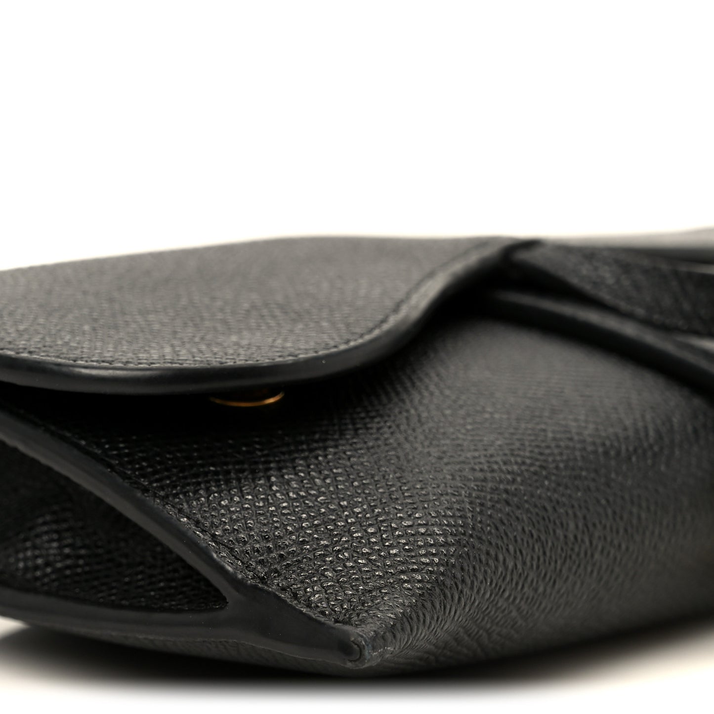Grained Calfskin Saddle Chain Wallet Pouch Black