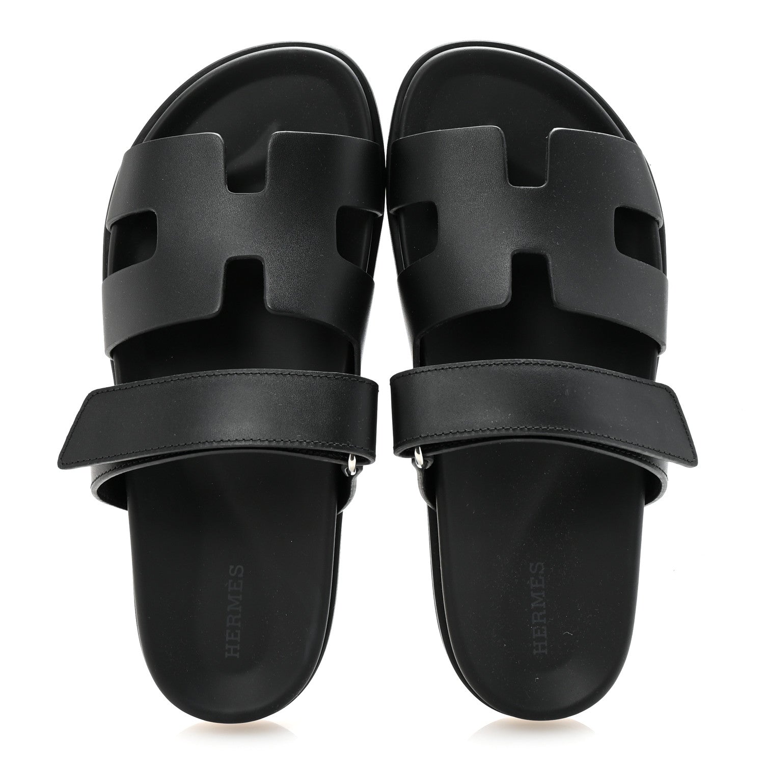 Hermes Calfskin Womens Chypre Sandals 39 Black 2 of 10