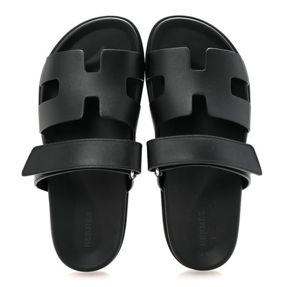 Hermes Calfskin Womens Chypre Sandals 39 Black 2 of 10