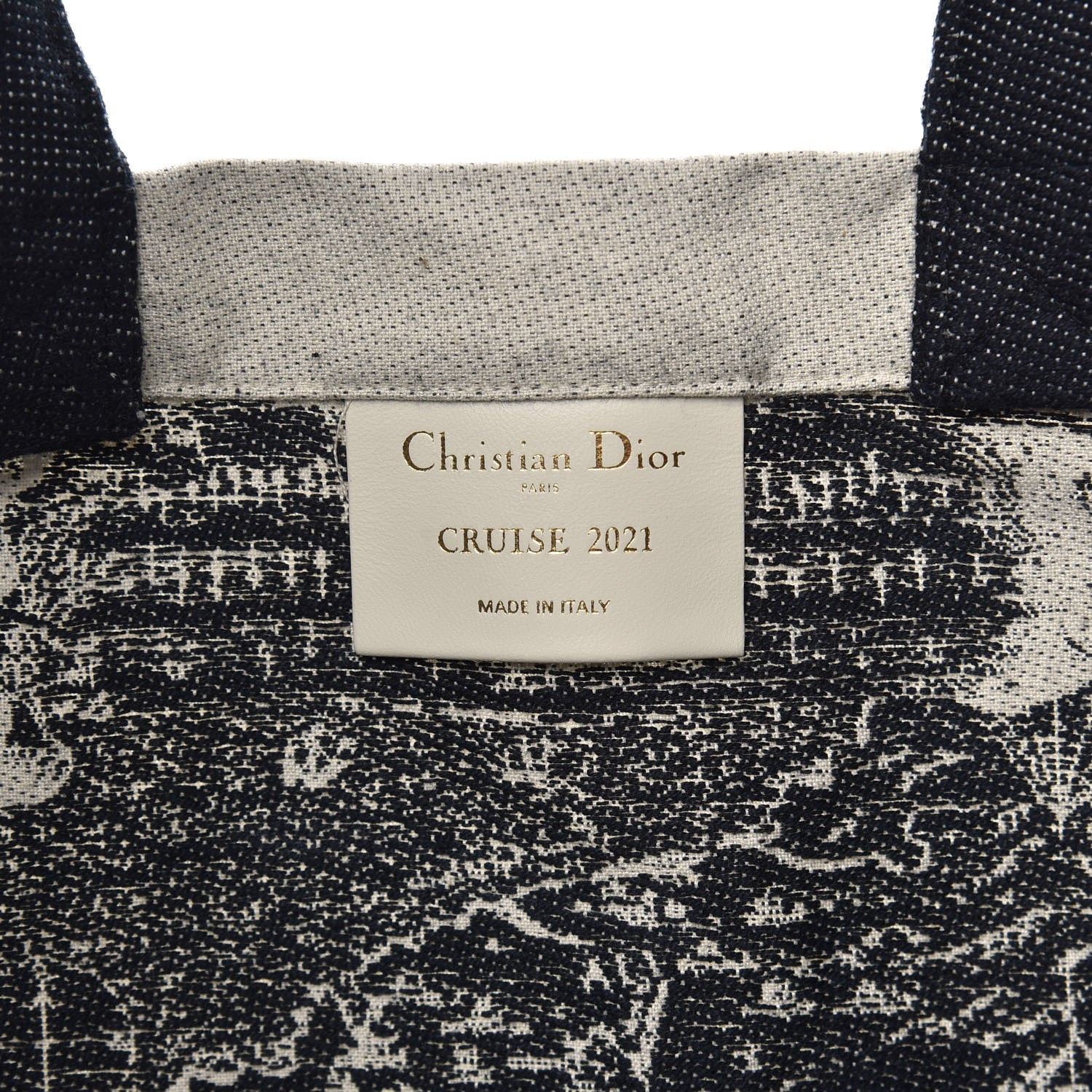 Christian Dior Canvas Print Cruise Tote Ivory Black 6 of 9