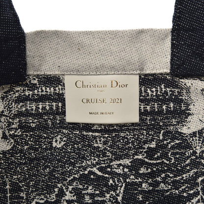 Christian Dior Canvas Print Cruise Tote Ivory Black 6 of 9