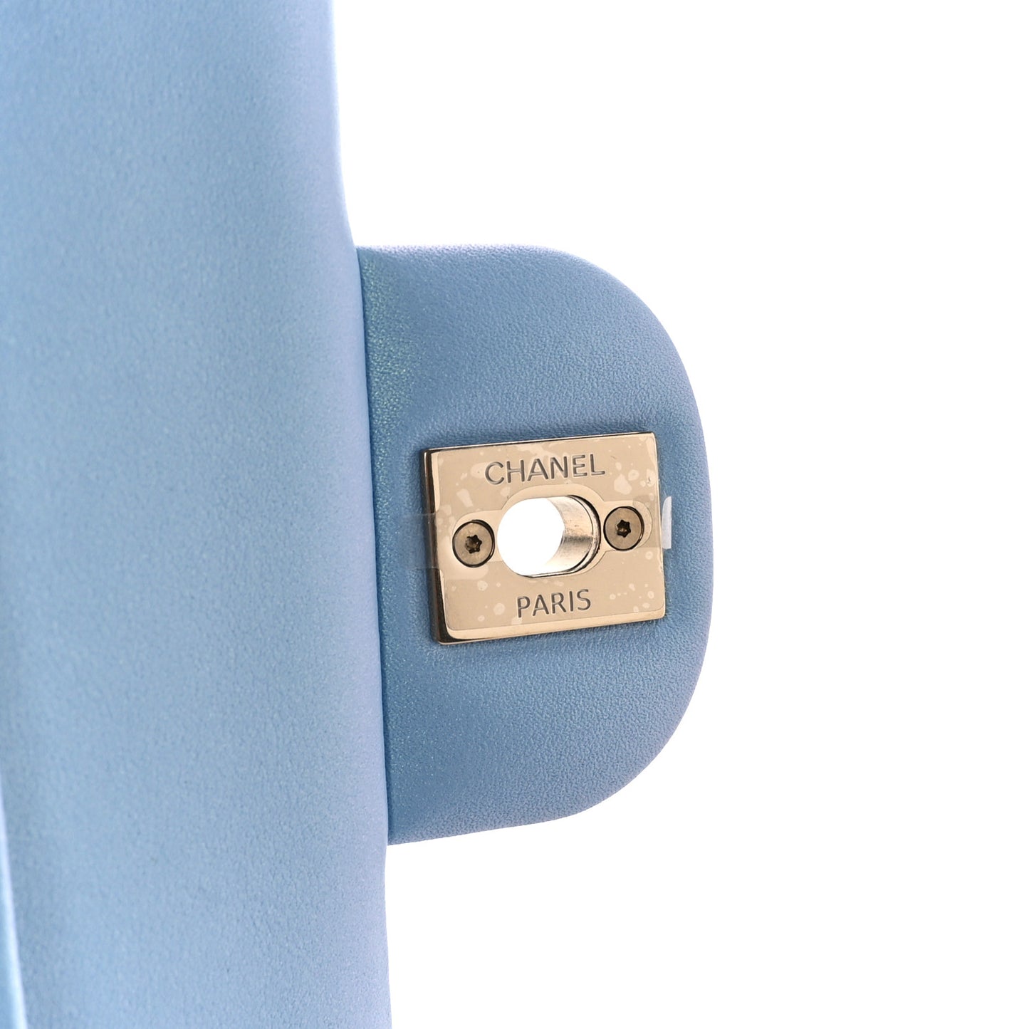Iridescent Lambskin Quilted Medium Double Flap Light Blue