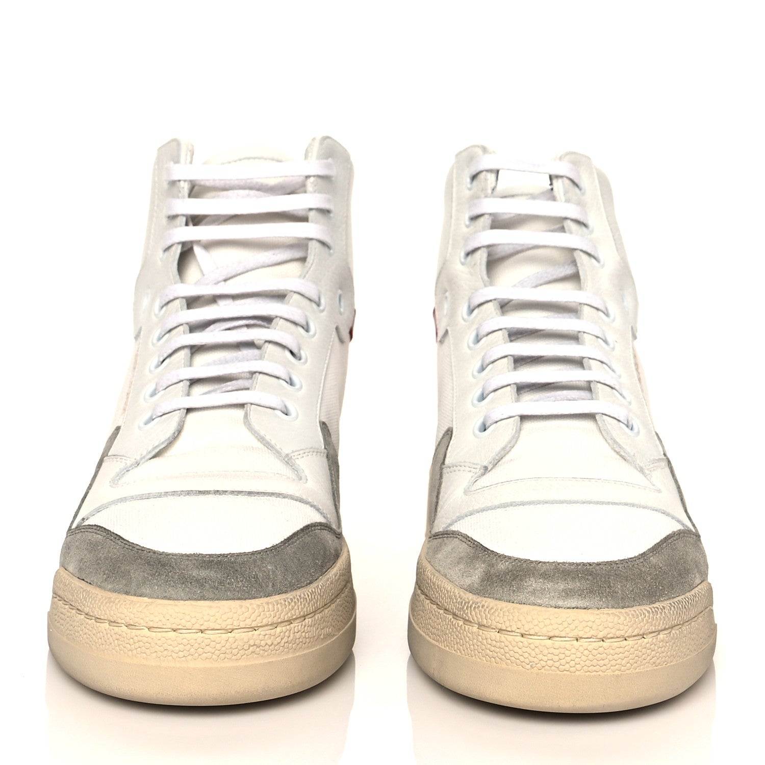 Saint Laurent Suede Canvas SL24 Mid Top Sneakers 38.5 White Grey Black 2 of 10