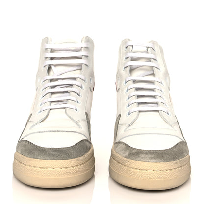 Saint Laurent Suede Canvas SL24 Mid Top Sneakers 38.5 White Grey Black 2 of 10