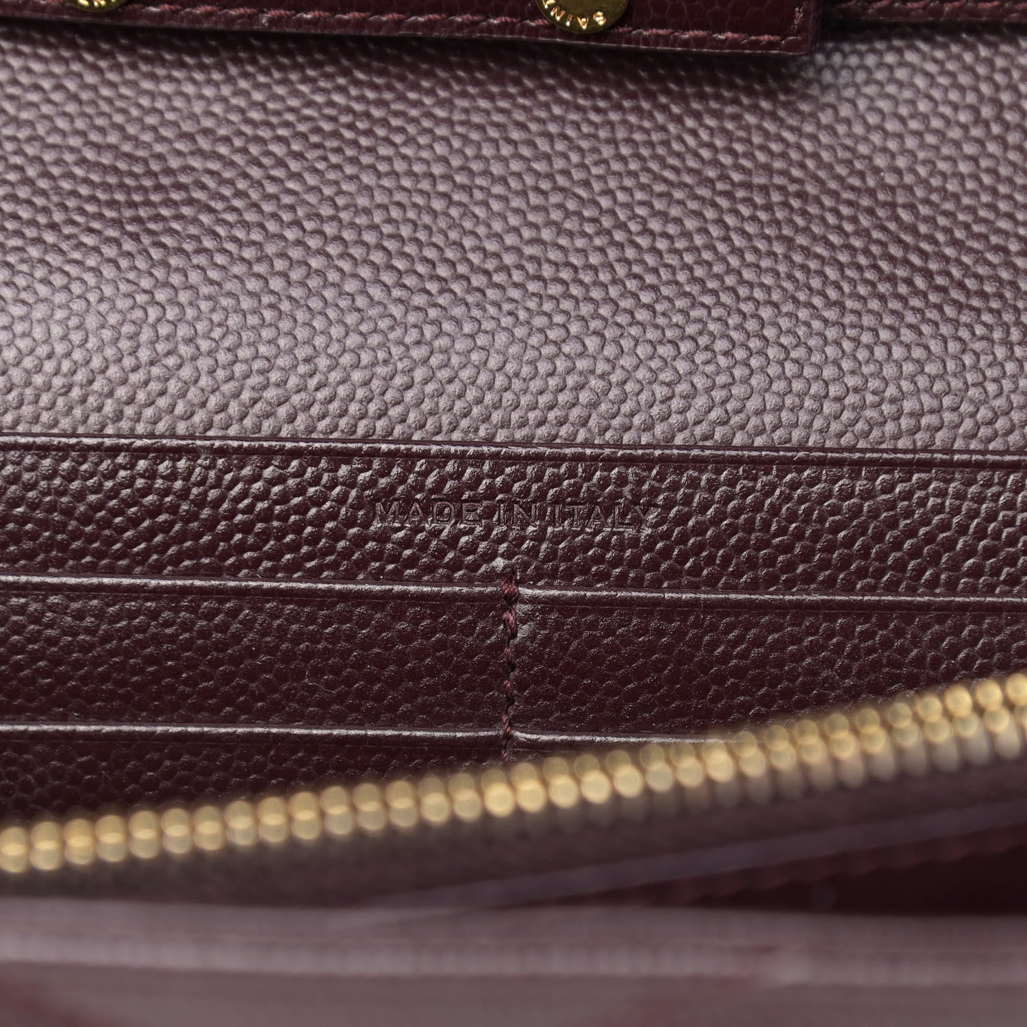 Saint Laurent Grain De Poudre Matelasse Chevron Monogram Chain Wallet Palissandre 7 of 15