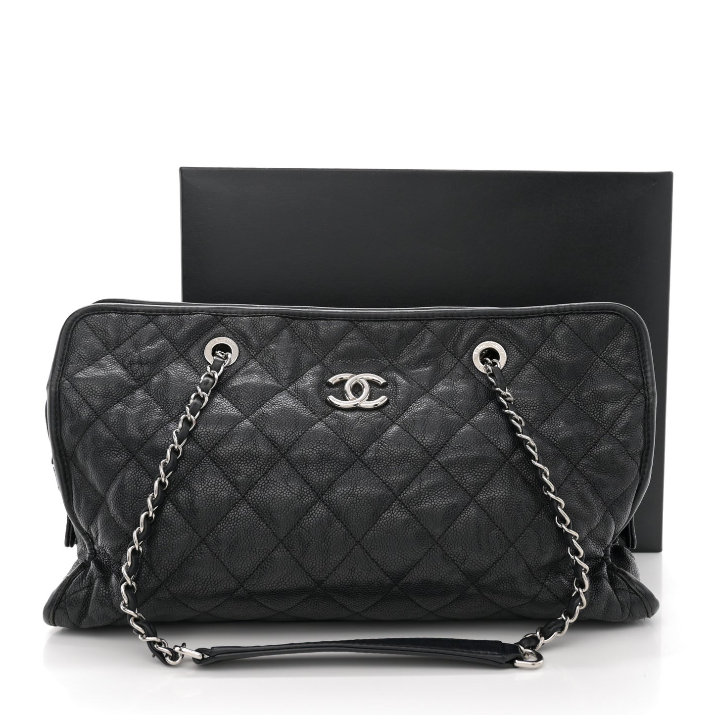 Caviar Quilted French Riviera Tote Black