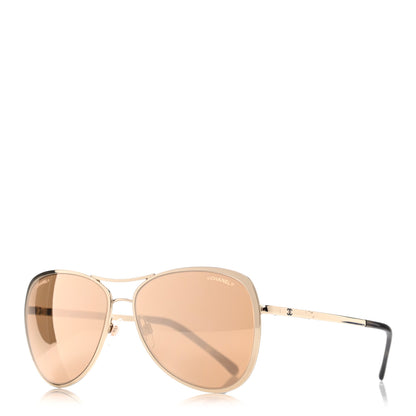 Chanel Metal Mirrored Pilot Summer Sunglasses 4223 Gold 1 of 8