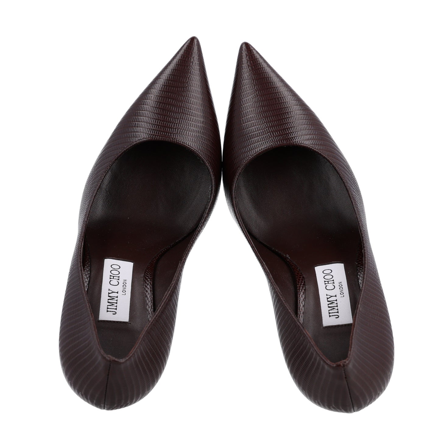 Calfskin Lizard Embossed Romy 85 Pumps 39 Brown