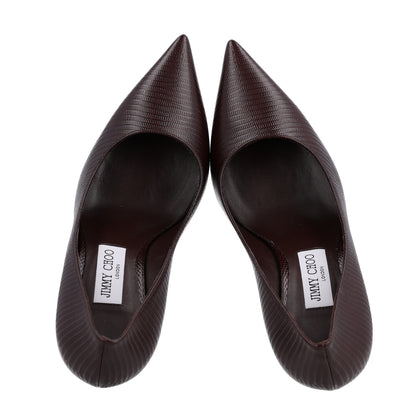 Jimmy Choo Calfskin Lizard Embossed Romy 85 Pumps 39 Brown 2 of 9