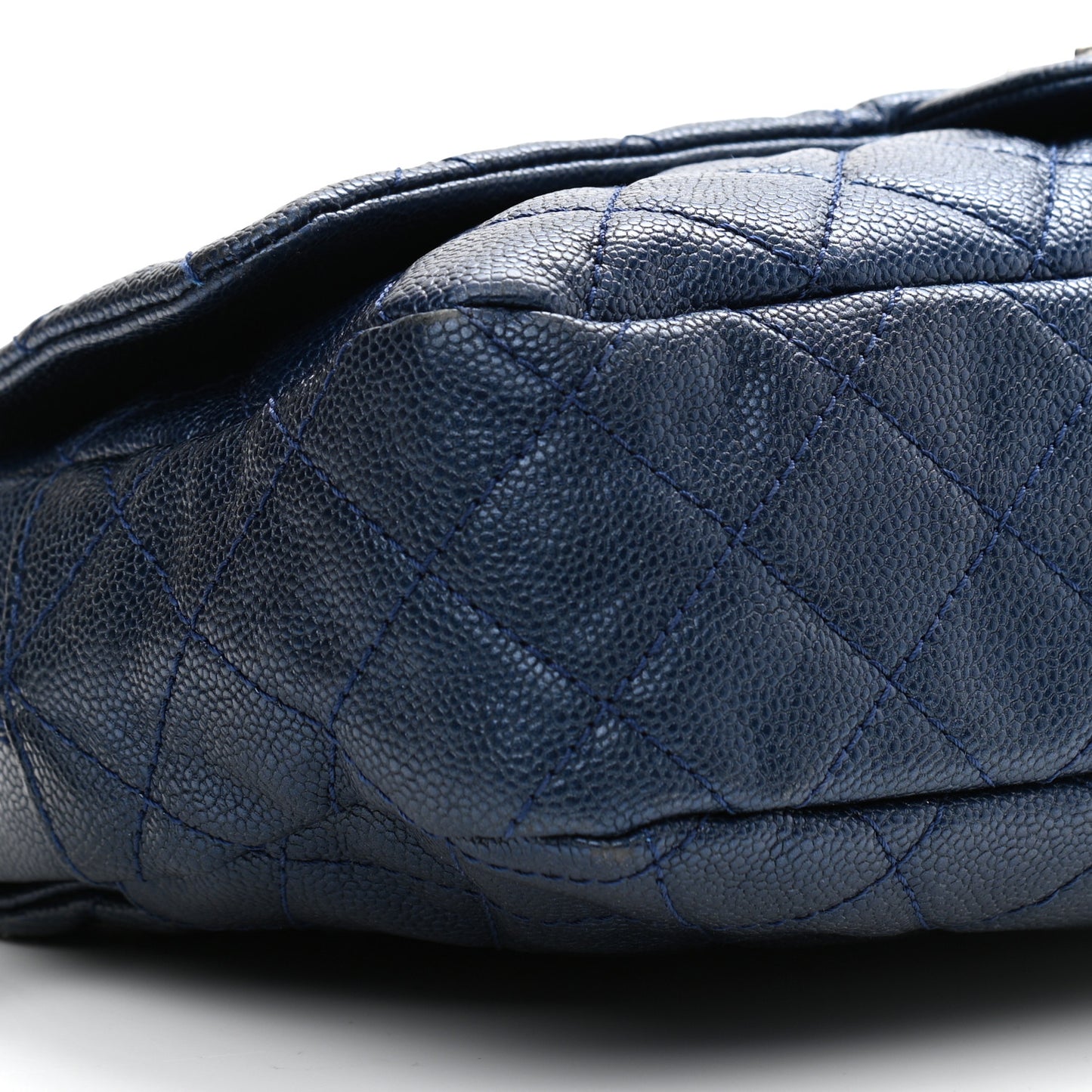 Iridescent Caviar Quilted Jumbo Easy Flap Blue