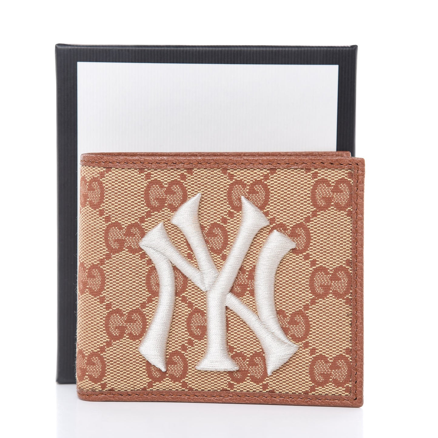 X MLB Monogram NY Yankees Bi-Fold Wallet Beige Ruggine Ivory