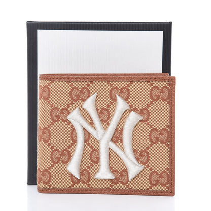 Gucci X MLB Monogram NY Yankees Bi-Fold Wallet Beige Ruggine Ivory 6 of 9