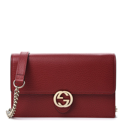 Gucci Dollar Calfskin Interlocking G Chain Wallet Red 1 of 10