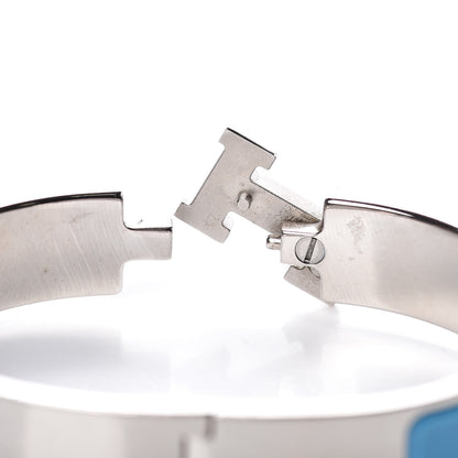 Hermes Enamel Narrow Clic Clac H Bracelet PM Blue Jean 4 of 5