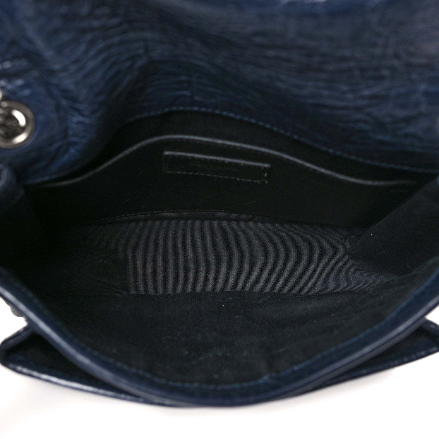 Saint Laurent Crinkled Calfskin Matelasse Monogram Baby Niki Chain Satchel Navy 5 of 10