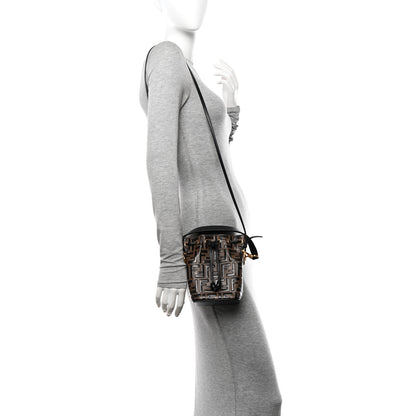 Fendi Vitello Liberty F is Fendi Bi-Color FF 1974 Embossed Mini Mon Tresor Bucket Bag Maya Black 2 of 12