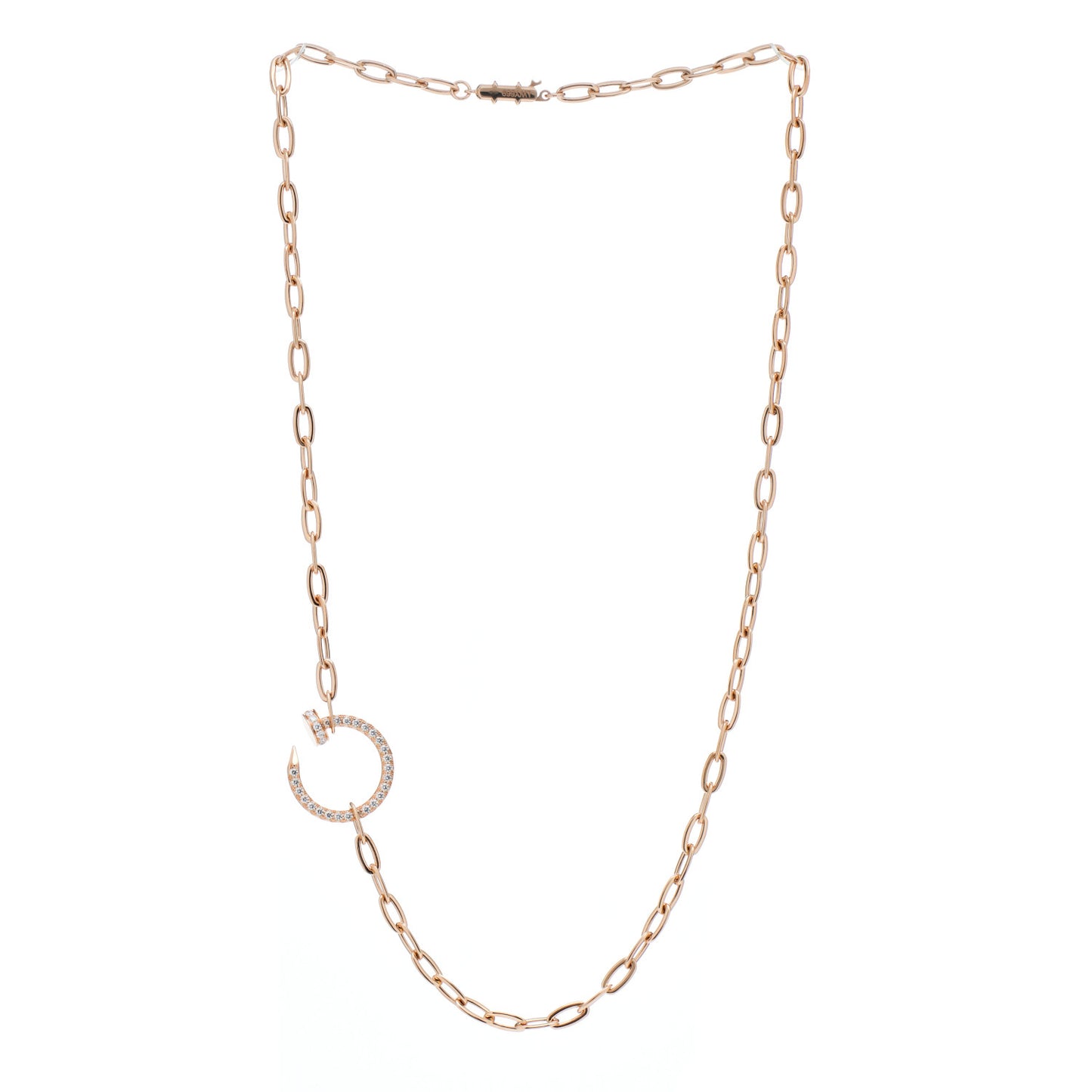 18K Pink Gold Diamond Juste Un Clou Chain Necklace