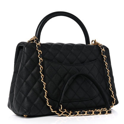 Chanel Caviar Lizard Quilted Small Coco Handle Flap Black 3 of 10