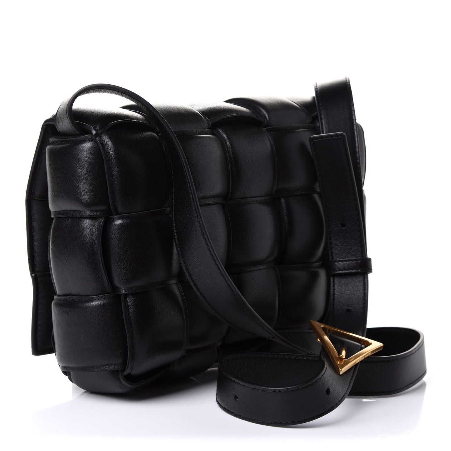 Nappa Maxi Intreccio Padded Cassette Crossbody Bag Black